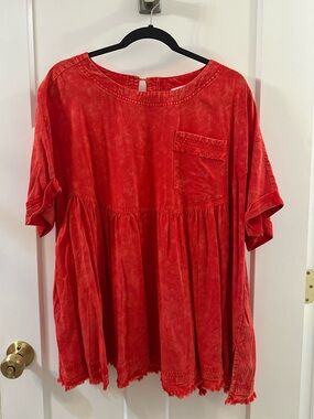 Brand new with tags Washed Red Babydoll Tunic Top